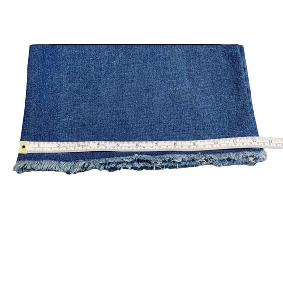 Forever 21 Wide Leg High Rise Raw Hem Jeans Dark Wash Blue Denim Womens Size 26 - Picture 6 of 7